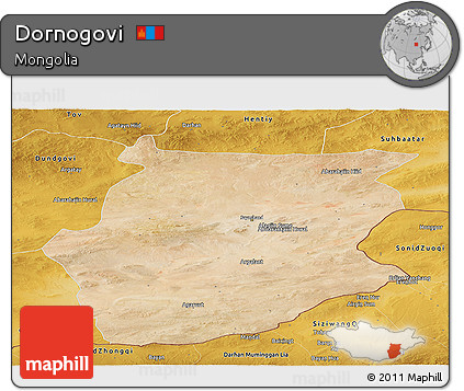 Satellite Panoramic Map of Dornogovi, physical outside