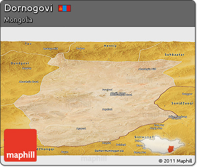 Satellite Panoramic Map of Dornogovi, physical outside