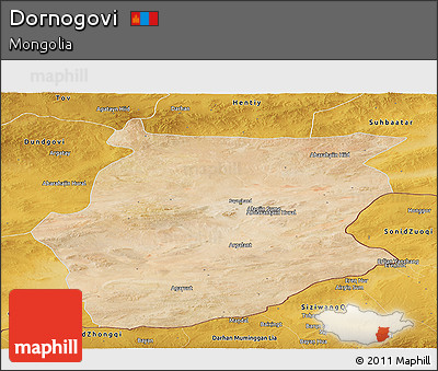 Satellite Panoramic Map of Dornogovi, physical outside