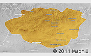 Physical 3D Map of Dundgovi, lighten, desaturated