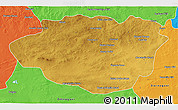 Physical 3D Map of Dundgovi, political outside