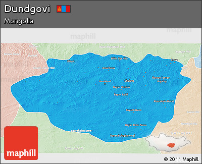 Political 3D Map of Dundgovi, lighten