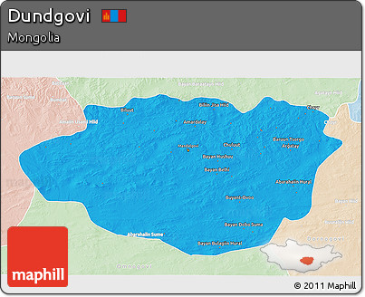 Political 3D Map of Dundgovi, lighten