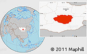 Gray Location Map of Dundgovi, highlighted country