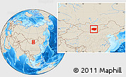 Shaded Relief Location Map of Dundgovi, within the entire country
