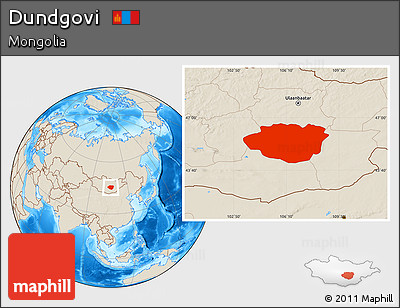 Shaded Relief Location Map of Dundgovi