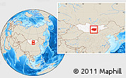 Shaded Relief Location Map of Dundgovi, highlighted country, within the entire country