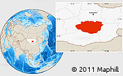 Shaded Relief Location Map of Dundgovi, highlighted country