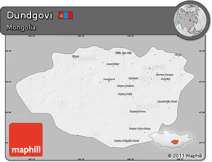 Gray Map of Dundgovi, single color outside