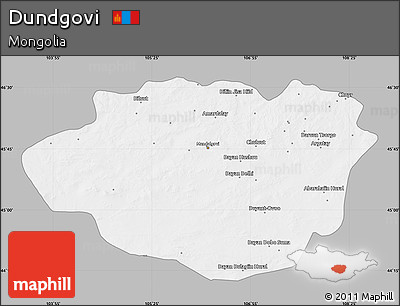 Gray Map of Dundgovi, single color outside