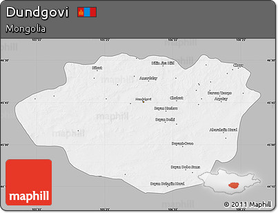 Gray Map of Dundgovi, single color outside