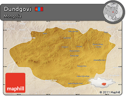Physical Map of Dundgovi, lighten