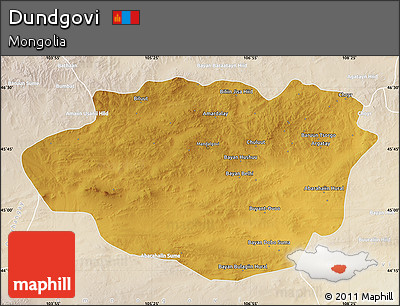 Physical Map of Dundgovi, lighten