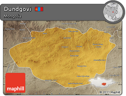 Physical Map of Dundgovi, semi-desaturated