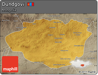 Physical Map of Dundgovi, semi-desaturated