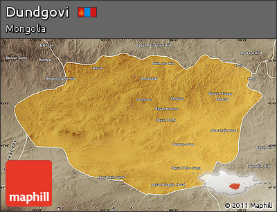 Physical Map of Dundgovi, semi-desaturated