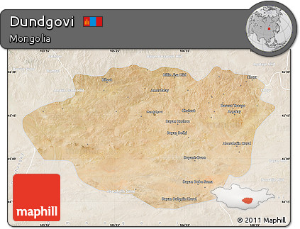 Satellite Map of Dundgovi, lighten