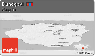 Gray Panoramic Map of Dundgovi, single color outside