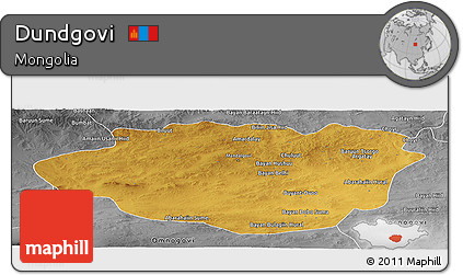 Physical Panoramic Map of Dundgovi, desaturated