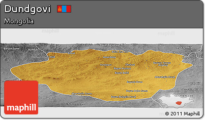 Physical Panoramic Map of Dundgovi, desaturated