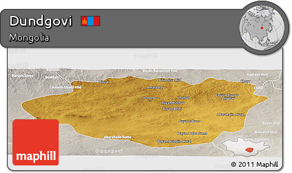Physical Panoramic Map of Dundgovi, lighten, semi-desaturated