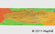 Physical Panoramic Map of Dundgovi, political outside