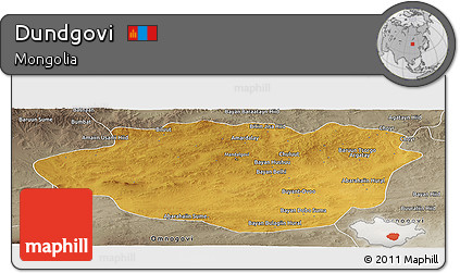 Physical Panoramic Map of Dundgovi, semi-desaturated