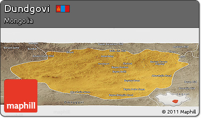 Physical Panoramic Map of Dundgovi, semi-desaturated