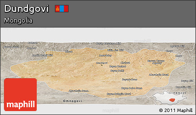 Satellite Panoramic Map of Dundgovi, semi-desaturated