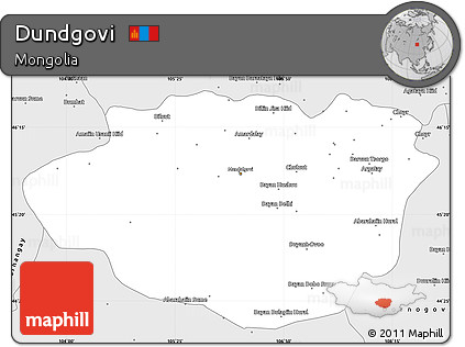 Silver Style Simple Map of Dundgovi