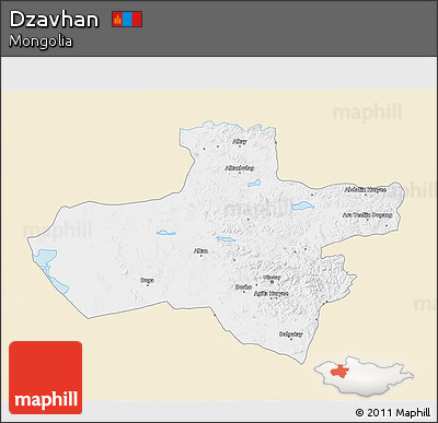 Classic Style 3D Map of Dzavhan, single color outside