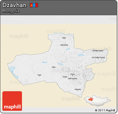 Classic Style 3D Map of Dzavhan, single color outside
