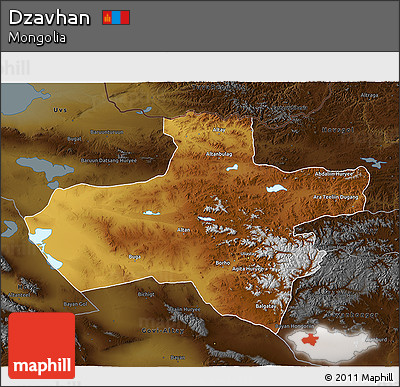 Physical 3D Map of Dzavhan, darken