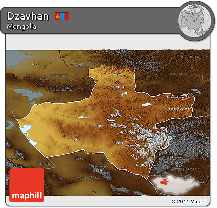 Physical 3D Map of Dzavhan, darken