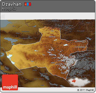 Physical 3D Map of Dzavhan, darken