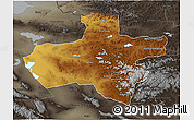Physical 3D Map of Dzavhan, darken, semi-desaturated