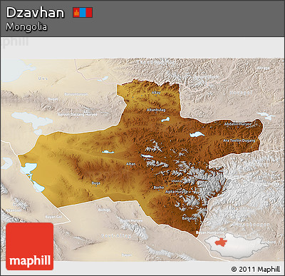 Physical 3D Map of Dzavhan, lighten