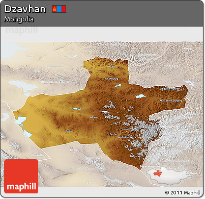 Physical 3D Map of Dzavhan, lighten