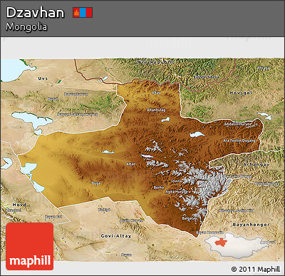 Physical 3D Map of Dzavhan, satellite outside