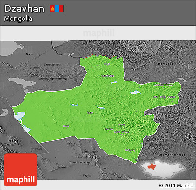 Political 3D Map of Dzavhan, darken, desaturated
