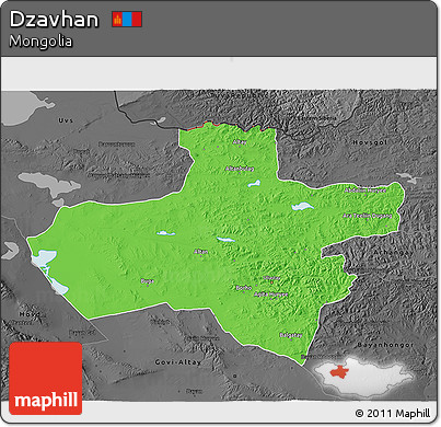 Political 3D Map of Dzavhan, darken, desaturated