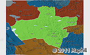 Political 3D Map of Dzavhan, darken