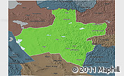 Political 3D Map of Dzavhan, darken, semi-desaturated