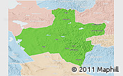 Political 3D Map of Dzavhan, lighten