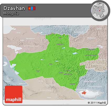 Political 3D Map of Dzavhan, lighten, semi-desaturated