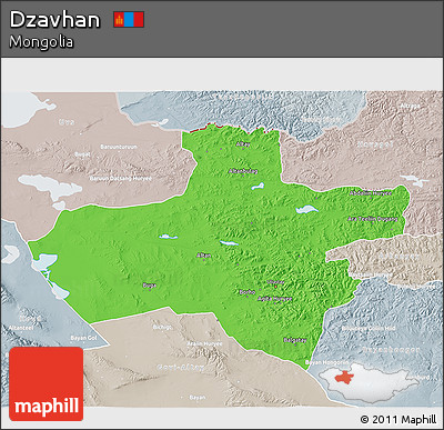 Political 3D Map of Dzavhan, lighten, semi-desaturated