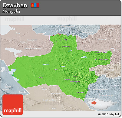 Political 3D Map of Dzavhan, lighten, semi-desaturated
