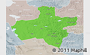 Political 3D Map of Dzavhan, lighten, semi-desaturated