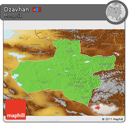 Political 3D Map of Dzavhan, physical outside