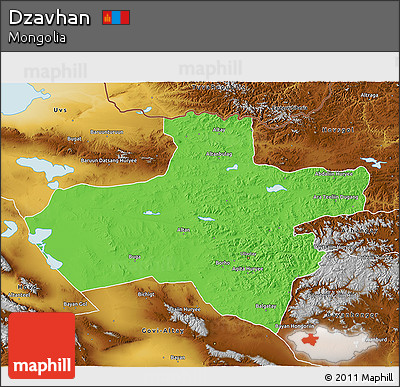 Political 3D Map of Dzavhan, physical outside